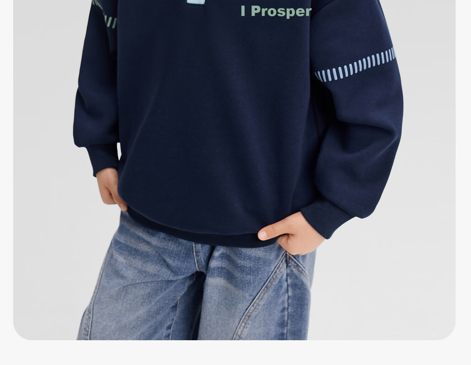Zuo Xi Boys' Polo Collar Sweatshirt 2026 New College Colorblock Children's Spring Top Deep Navy 170 25